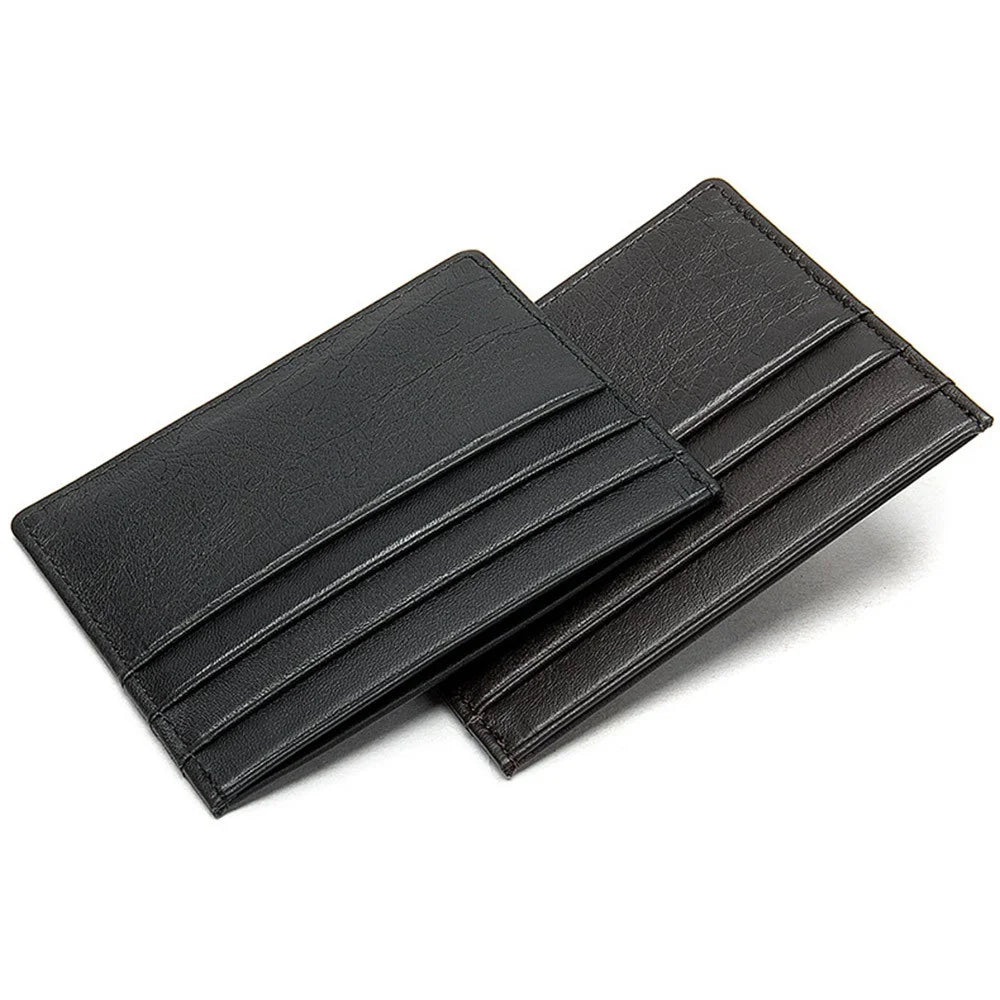 113 Slim Credit Card Holder 6 Card Slots PU Leather Wallet Compact Card Case Card Protector for Business Daily Use - Black - 2