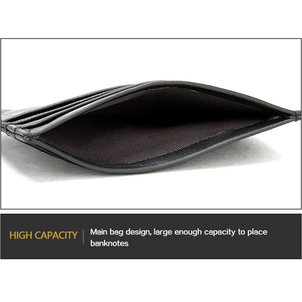 113 Slim Credit Card Holder 6 Card Slots PU Leather Wallet Compact Card Case Card Protector for Business Daily Use - Black - 3