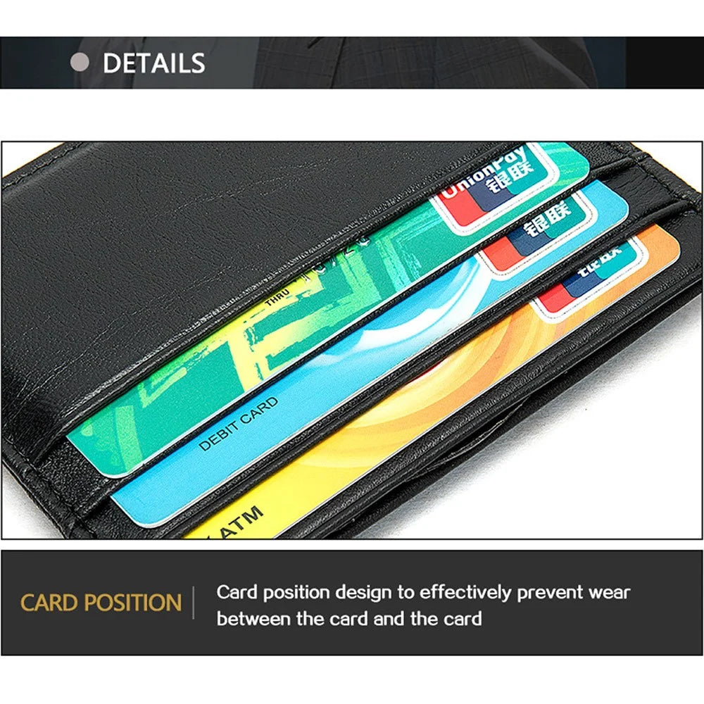113 Slim Credit Card Holder 6 Card Slots PU Leather Wallet Compact Card Case Card Protector for Business Daily Use - Black - 5