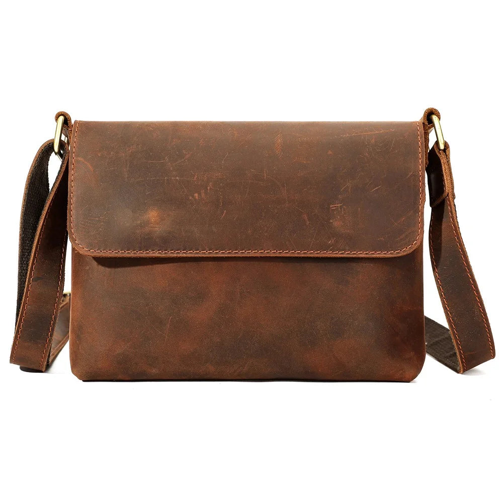 6274 Multifunctional Crossbody Bag Genuine Cow Leather Shoulder Messenger Bag for Commuting Outdoor Travel - Coffee / Horizontal Style - 1