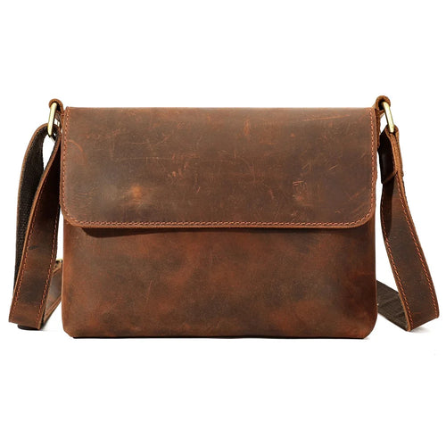6274 Multifunctional Crossbody Bag Genuine Cow Leather Shoulder Messenger Bag for Commuting Outdoor Travel - Coffee / Horizontal Style - 1