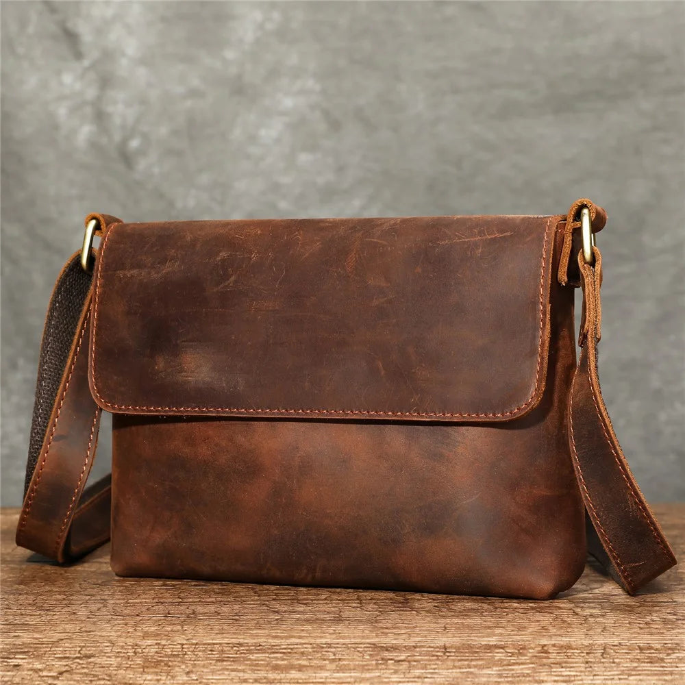 6274 Multifunctional Crossbody Bag Genuine Cow Leather Shoulder Messenger Bag for Commuting Outdoor Travel - Coffee / Horizontal Style - 4