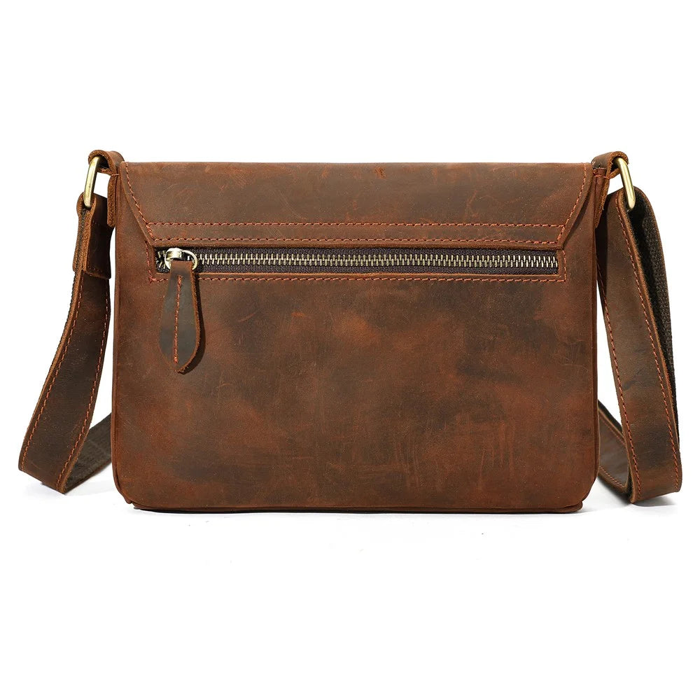 6274 Multifunctional Crossbody Bag Genuine Cow Leather Shoulder Messenger Bag for Commuting Outdoor Travel - Coffee / Horizontal Style - 5
