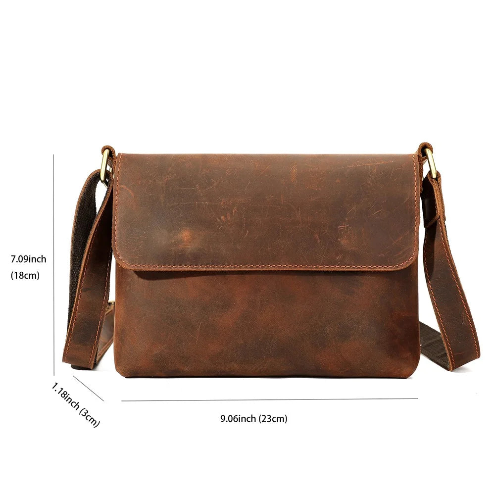 6274 Multifunctional Crossbody Bag Genuine Cow Leather Shoulder Messenger Bag for Commuting Outdoor Travel - Coffee / Horizontal Style - 7