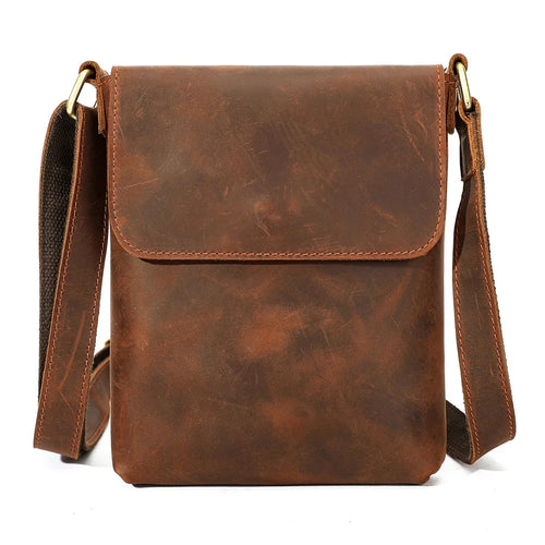 6274 Crossbody Bag Men Genuine Cow Leather Messenger Bag Shoulder Bag for Commuter Outdoor - Coffee / Vertical Style, Size L - 1
