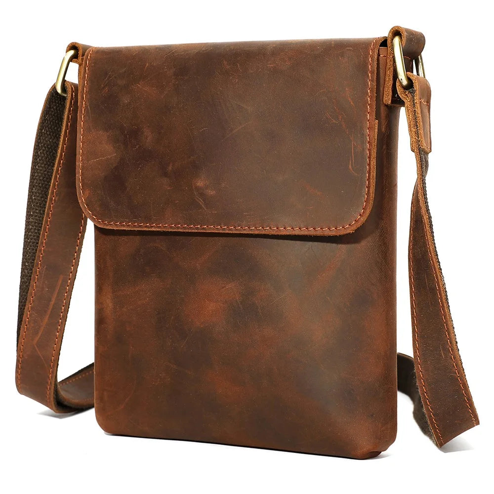 6274 Crossbody Bag Men Genuine Cow Leather Messenger Bag Shoulder Bag for Commuter Outdoor - Coffee / Vertical Style, Size L - 5