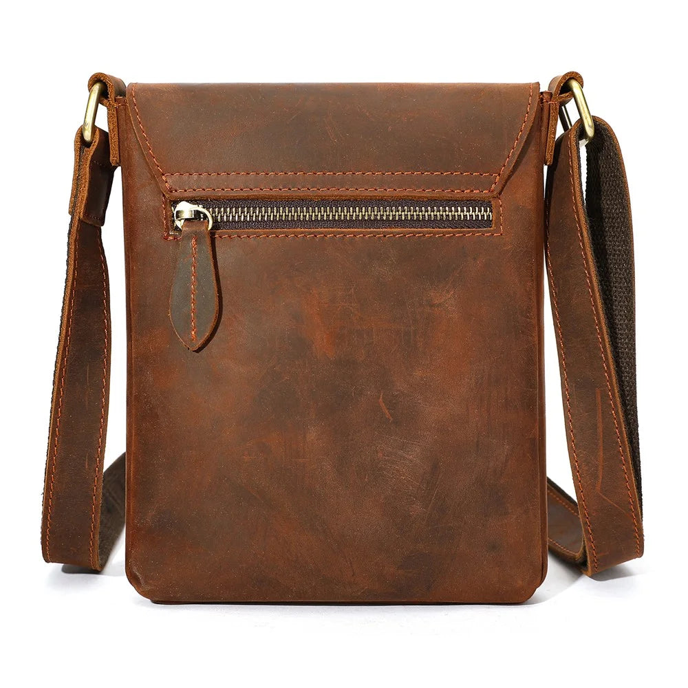 6274 Crossbody Bag Men Genuine Cow Leather Messenger Bag Shoulder Bag for Commuter Outdoor - Coffee / Vertical Style, Size L - 6