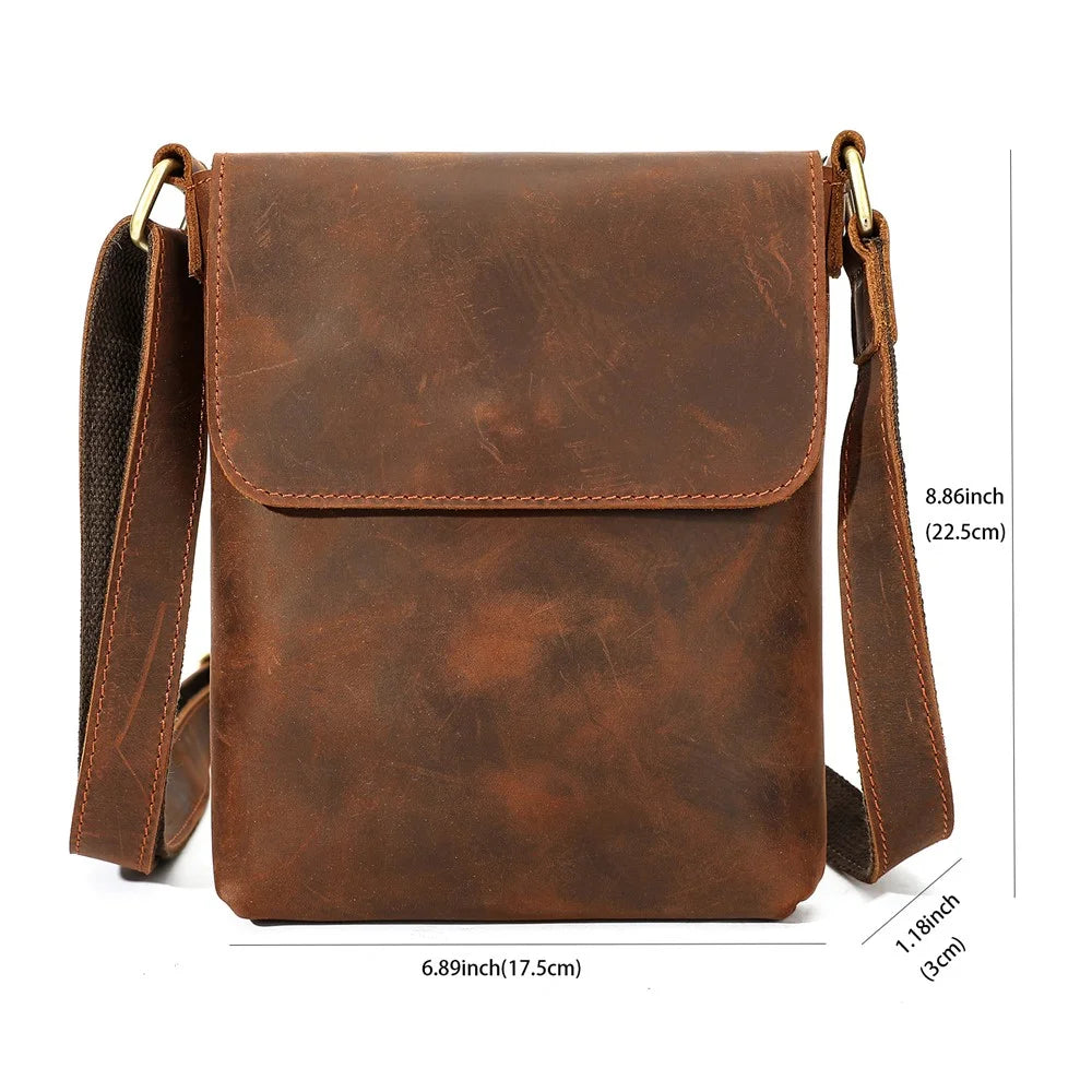 6274 Crossbody Bag Men Genuine Cow Leather Messenger Bag Shoulder Bag for Commuter Outdoor - Coffee / Vertical Style, Size L - 7