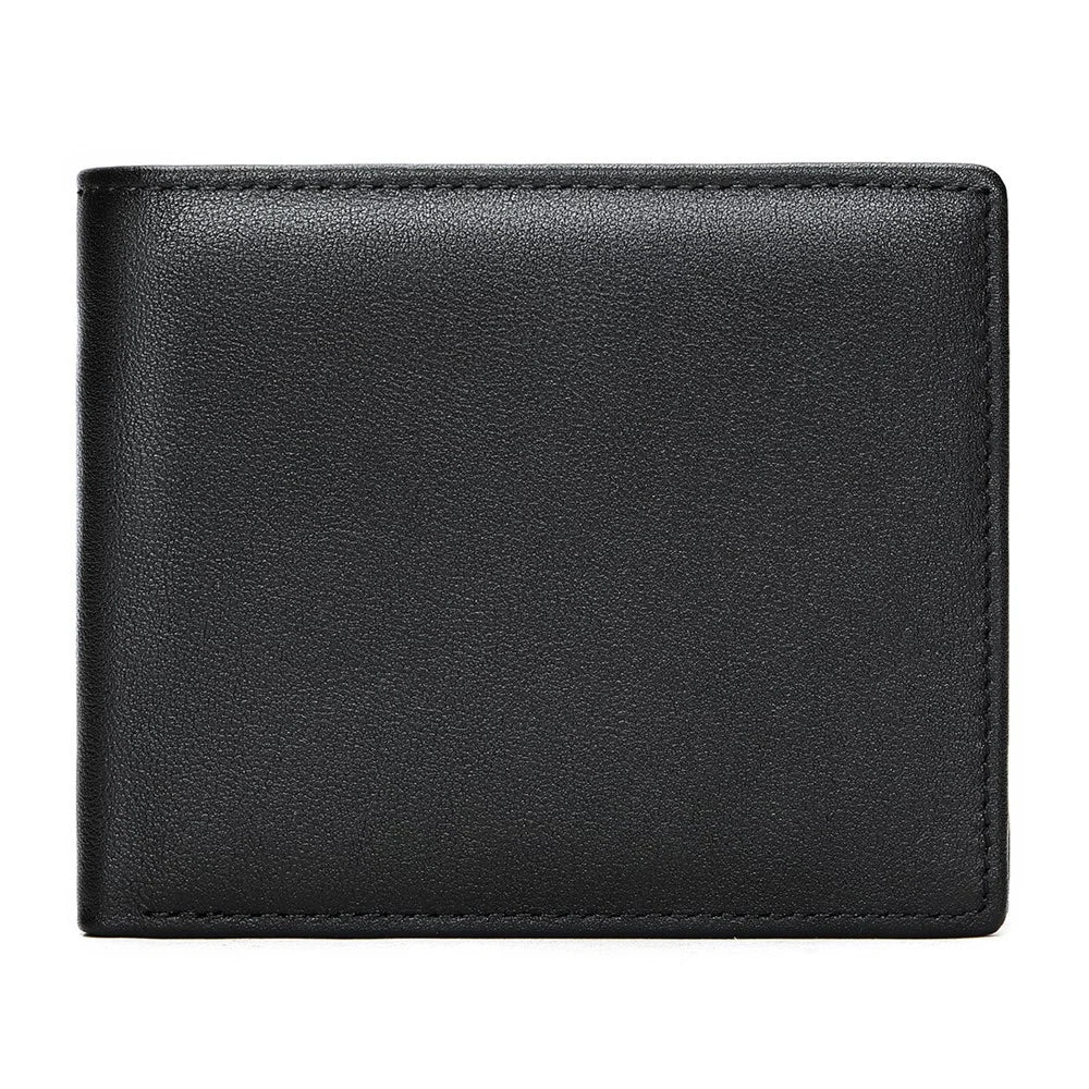 7444 Men's Slim Wallet Genuine Cow Leather Bifold Minimalist Purses Card Holder for Business Travel - Black - 1