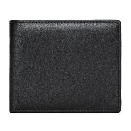 7444 Men's Slim Wallet Genuine Cow Leather Bifold Minimalist Purses Card Holder for Business Travel - Black - 1