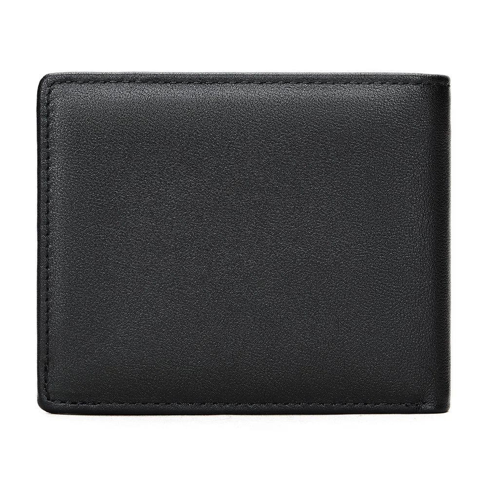 7444 Men's Slim Wallet Genuine Cow Leather Bifold Minimalist Purses Card Holder for Business Travel - Black - 2