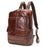 9196 Business Casual Backpack Genuine Cow Leather Laptop Bag Multi-compartment Travel Daypack - Coffee - 1