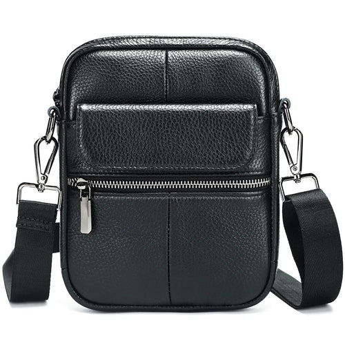 7350 Casual Crossbody Bag Genuine Cow Leather Shoulder Bag with Adjustable Strap for Travel Business - Black Litchi Texture - 1