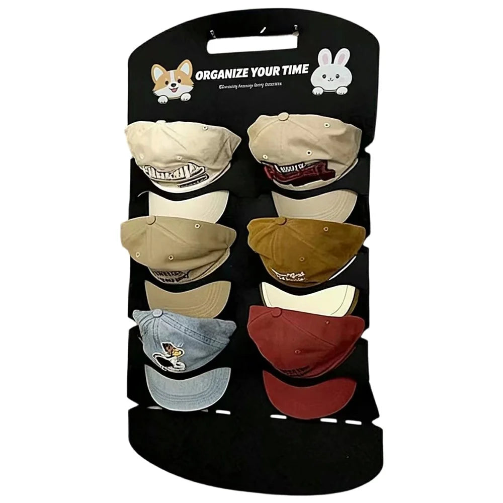 6-Pocket 70x46cm Hat Organizer Storage Hanging Bag Over Door Cap Rack for Baseball Cap - Black - 1