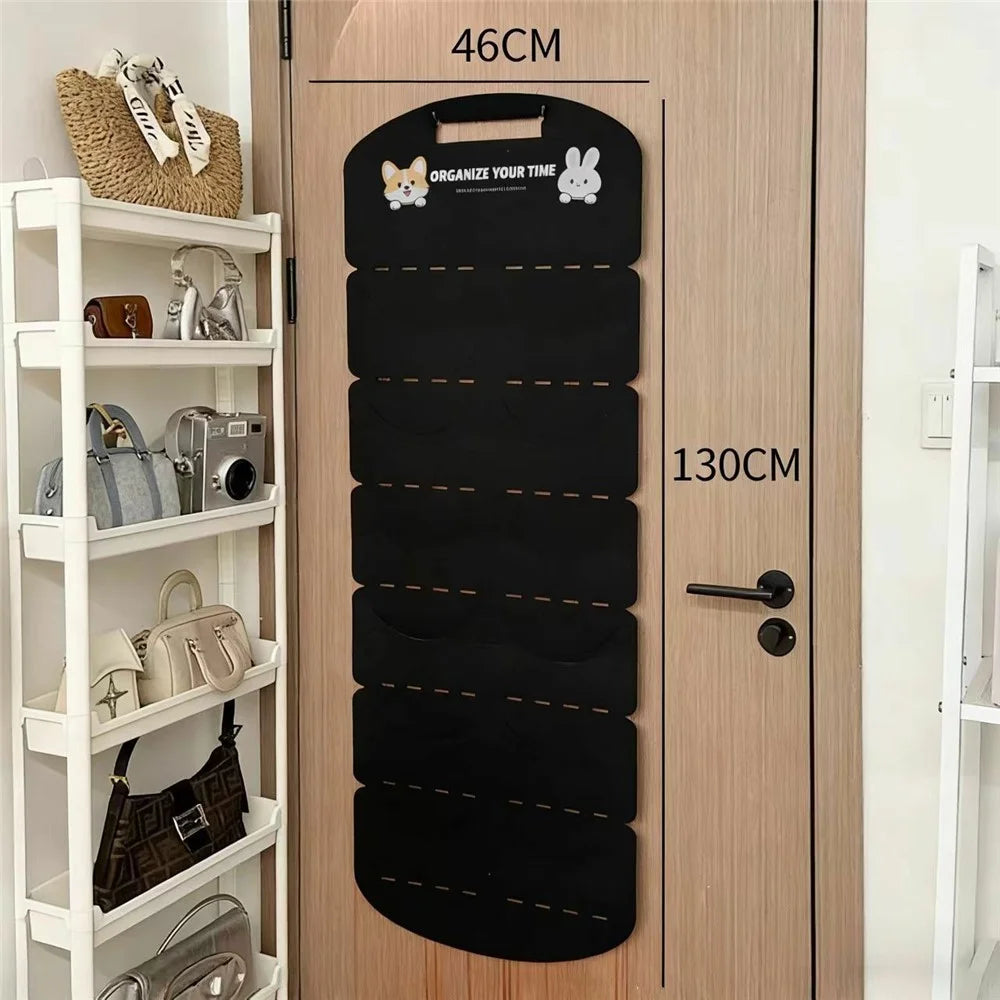 12-Pocket 130x46cm Hat Organizer Storage Hanging Bag Over Door Cap Rack for Baseball Cap - Black - 4