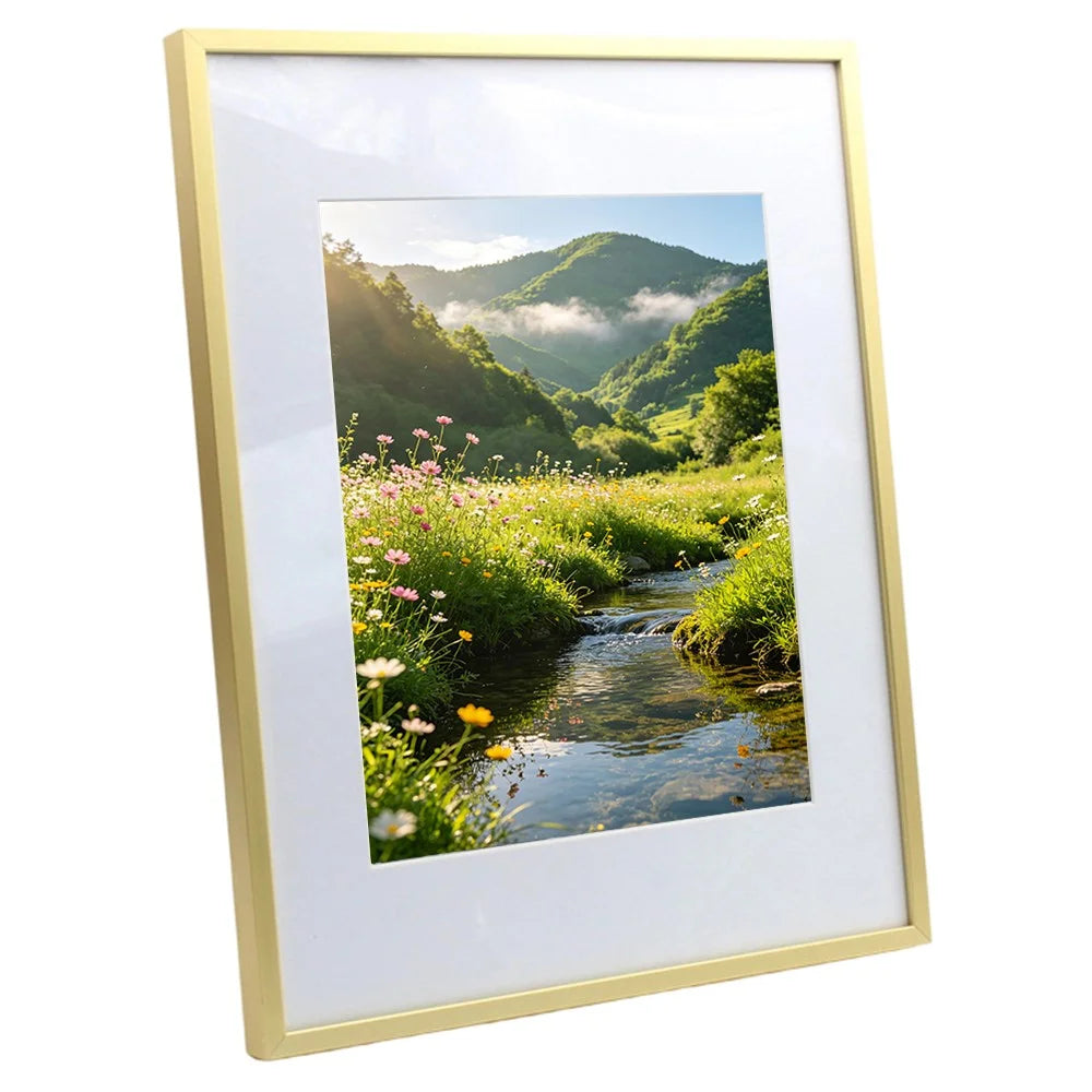 10 Inch 20.3x25.4cm Metal Picture Frame Aluminum Alloy Acrylic Glass Wall Mounted Photo Frame - Gold - 1
