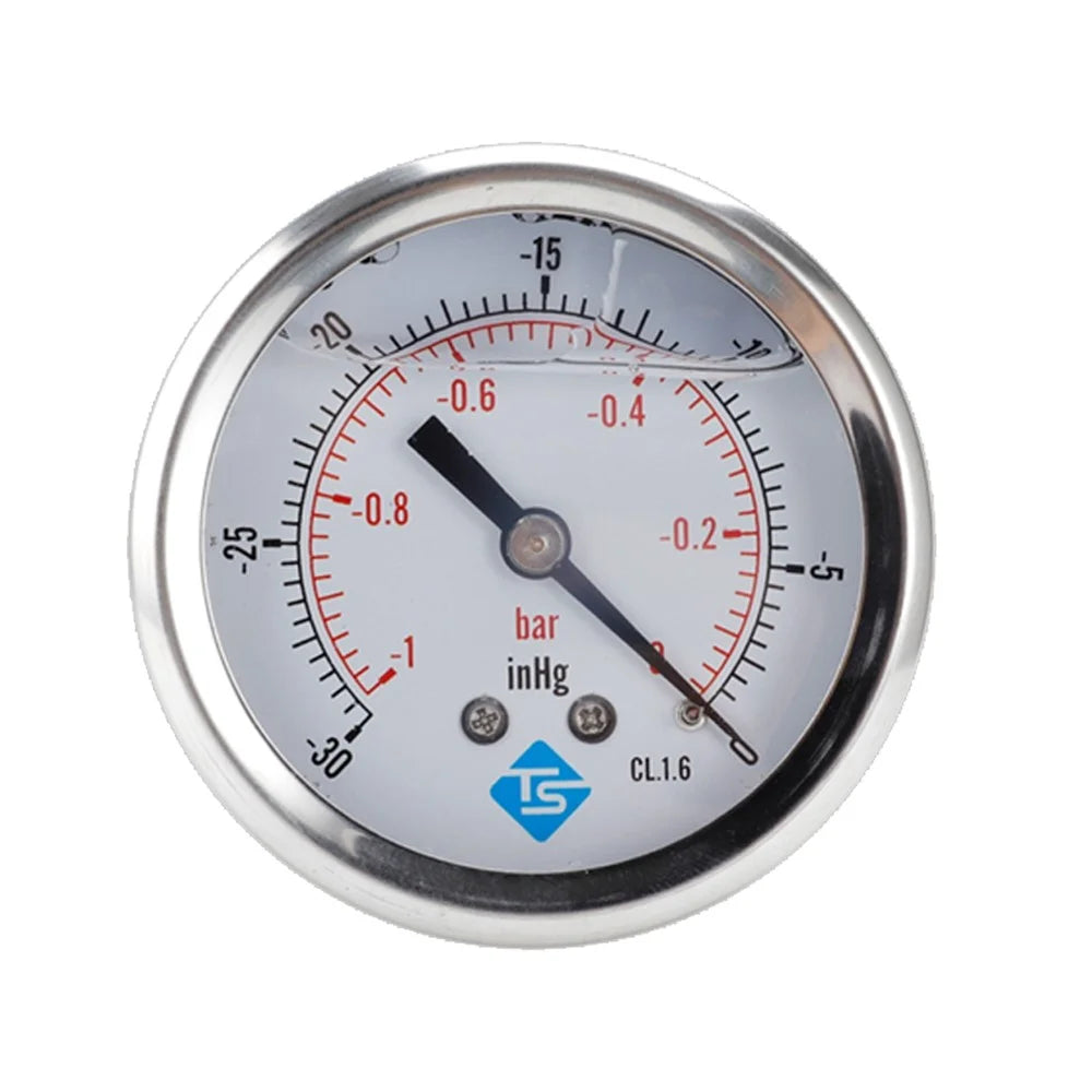 TS-PGGZ60Z4-0bar Axial Mount 68mm Stainless Steel Pressure Meter with Dual Scale for Air Water Oil - 1