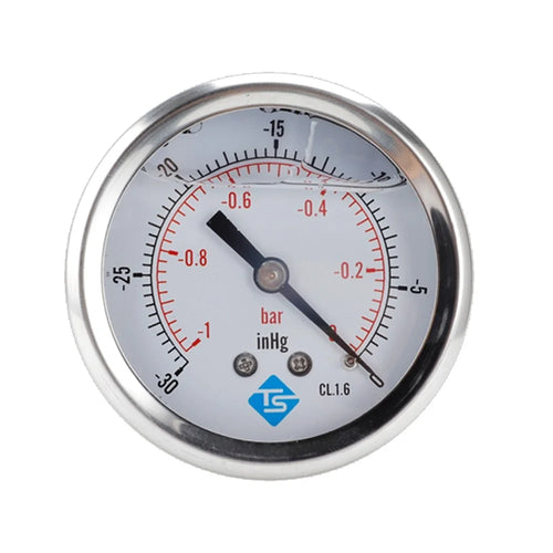 TS-PGGZ60Z4-0bar Axial Mount 68mm Stainless Steel Pressure Meter with Dual Scale for Air Water Oil - 1