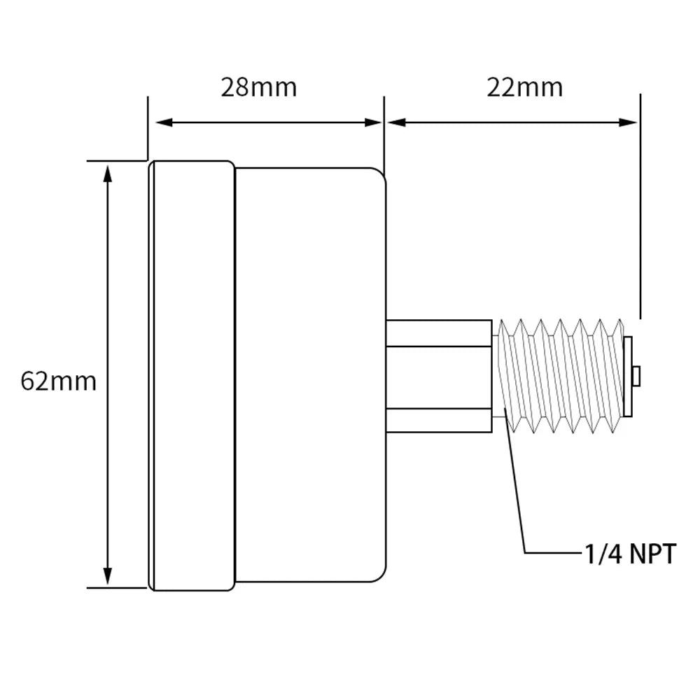 TS-Y60Z4-15psi Axial Mount Pressure Gauge 0-15psi Stainless Steel 1 / 4NPT Pressure Meter for Air Water Oil Hydraulic - 6