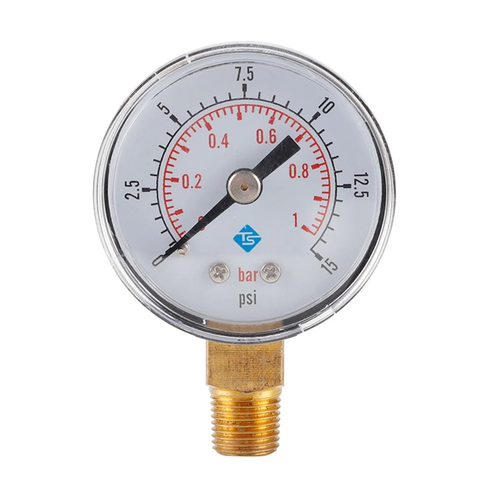 TS-Y408 Series Industrial Radial Pressure Gauge 40mm Stainless Steel Vacuum Gauge with BSPT Thread - TS-Y408-15psi - 1