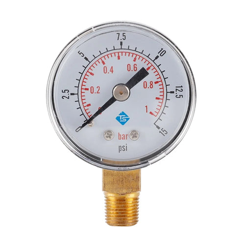 TS-Y408 Series Industrial Radial Pressure Gauge 40mm Stainless Steel Vacuum Gauge with BSPT Thread - TS-Y408-15psi - 1