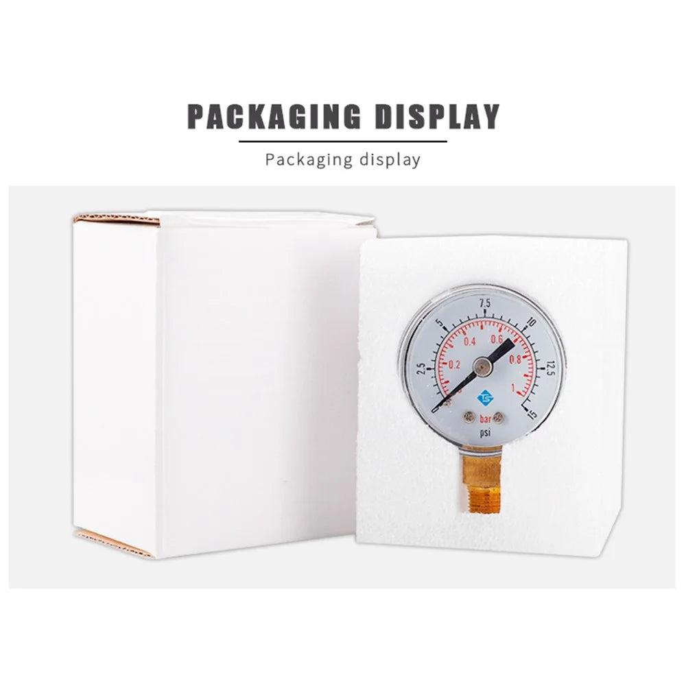 TS-Y408 Series Industrial Radial Pressure Gauge 40mm Stainless Steel Vacuum Gauge with BSPT Thread - TS-Y408-15psi - 6