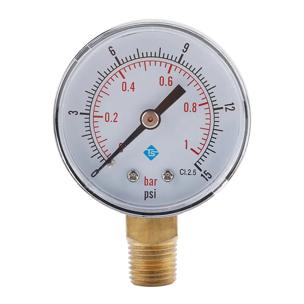 TS-Y504 Series 50mm Radial Pressure Gauge 1 / 4 BSPT Oil Filled Vacuum Gauge for Industrial - TS-Y504-15psi - 1