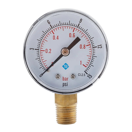 TS-Y504 Series 50mm Radial Pressure Gauge 1 / 4 BSPT Oil Filled Vacuum Gauge for Industrial - TS-Y504-15psi - 1