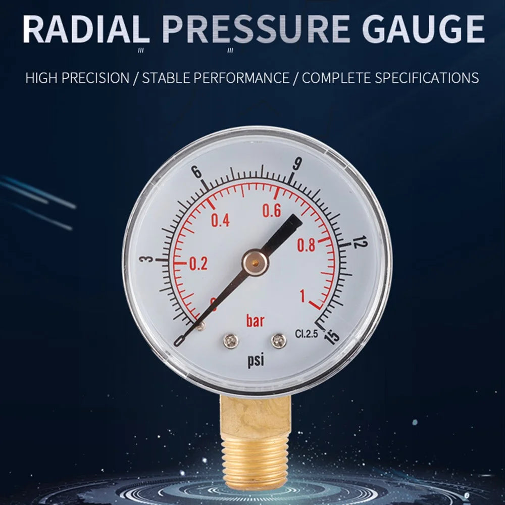TS-Y504 Series 50mm Radial Pressure Gauge 1 / 4 BSPT Oil Filled Vacuum Gauge for Industrial - TS-Y504-15psi - 2