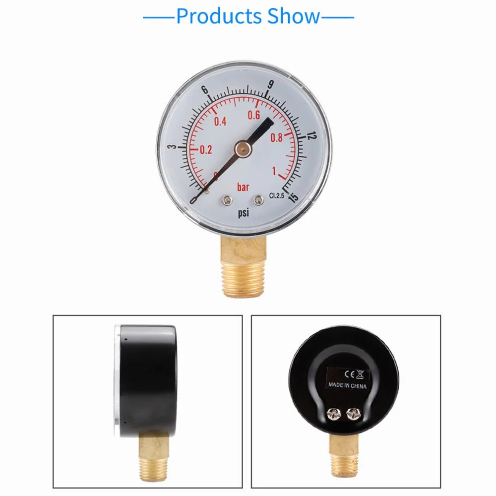 TS-Y504 Series 50mm Radial Pressure Gauge 1 / 4 BSPT Oil Filled Vacuum Gauge for Industrial - TS-Y504-15psi - 3