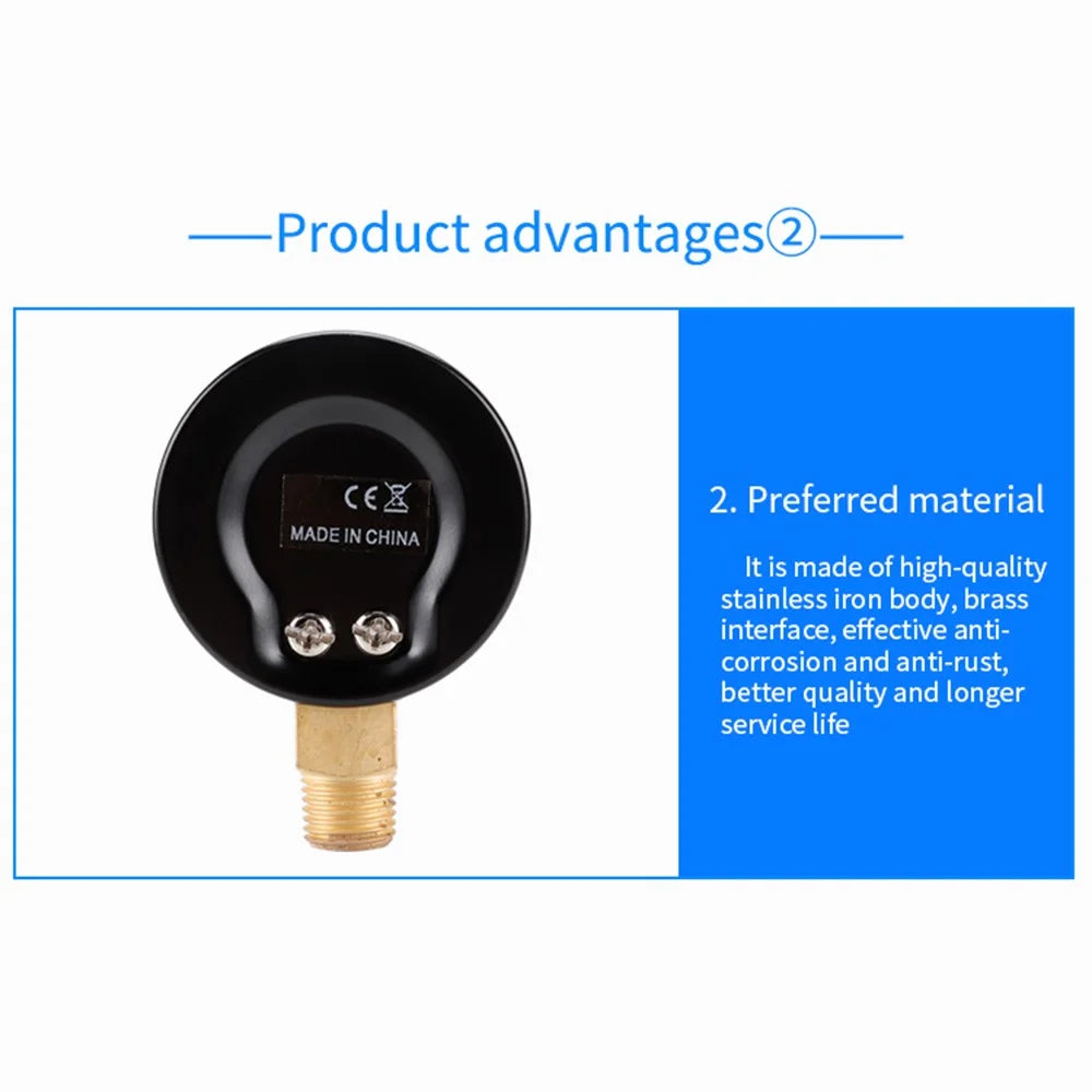 TS-Y504 Series 50mm Radial Pressure Gauge 1 / 4 BSPT Oil Filled Vacuum Gauge for Industrial - TS-Y504-15psi - 5