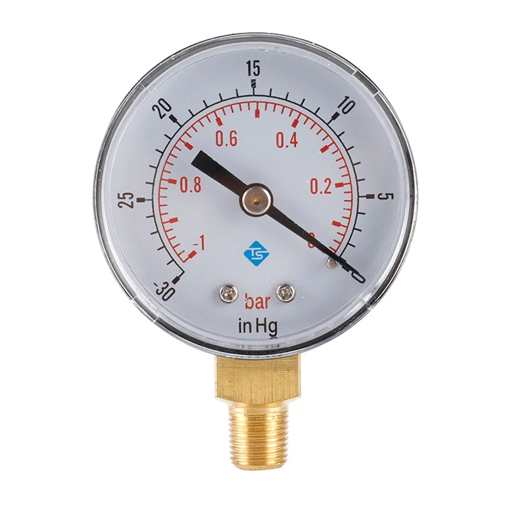 TS-Y50-1-0bar 50mm Dial Radial Pressure Gauge -30-0 Bar Vacuum Negative Pressure Meter with 1 / 8 BSPT Thread for Industrial - 1