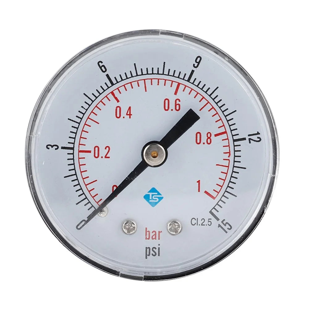 TS-Y50Z8 Series 50mm Axial Pressure Gauge Stainless Steel Air Water Oil Hydraulic Meter for Industrial - TS-Y50Z8-15psi - 1