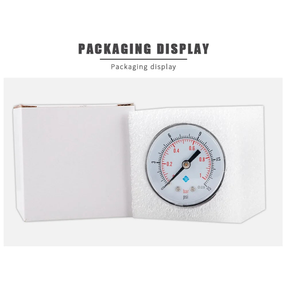 TS-Y50Z8 Series 50mm Axial Pressure Gauge Stainless Steel Air Water Oil Hydraulic Meter for Industrial - TS-Y50Z8-15psi - 6