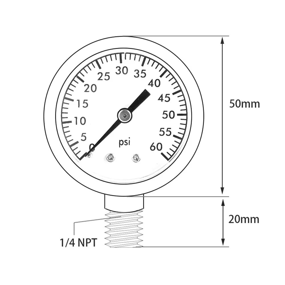 TS-50-60PSI High Precision Pressure Gauge 50mm 0-60PSI Radial Mount 1 / 4 NPT Brass Thread for Industrial HVAC - 5