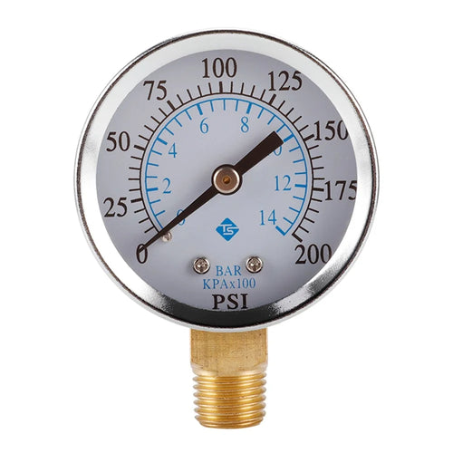 TS-50-14 Pressure Gauge 50mm Dial 0-200 PSI  /  0-14 Bar 1 / 4 NPT Brass Thread for HVAC Refrigeration Water Oil System - 1