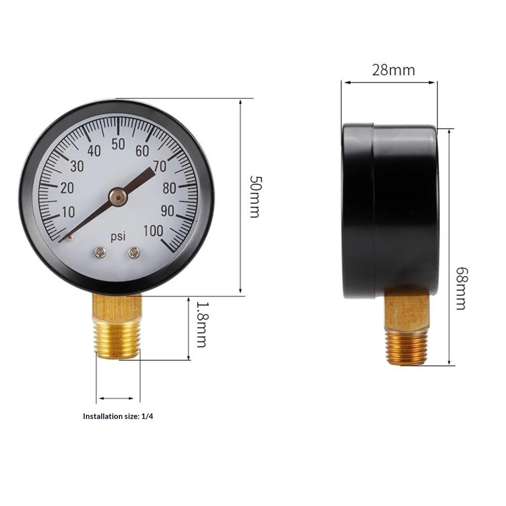 TS-50-100PSI 50mm Pressure Gauge 0-100 PSI Radial Mount 1 / 4 BSPT Thread for Industrial HVAC Oil Water Air - 5