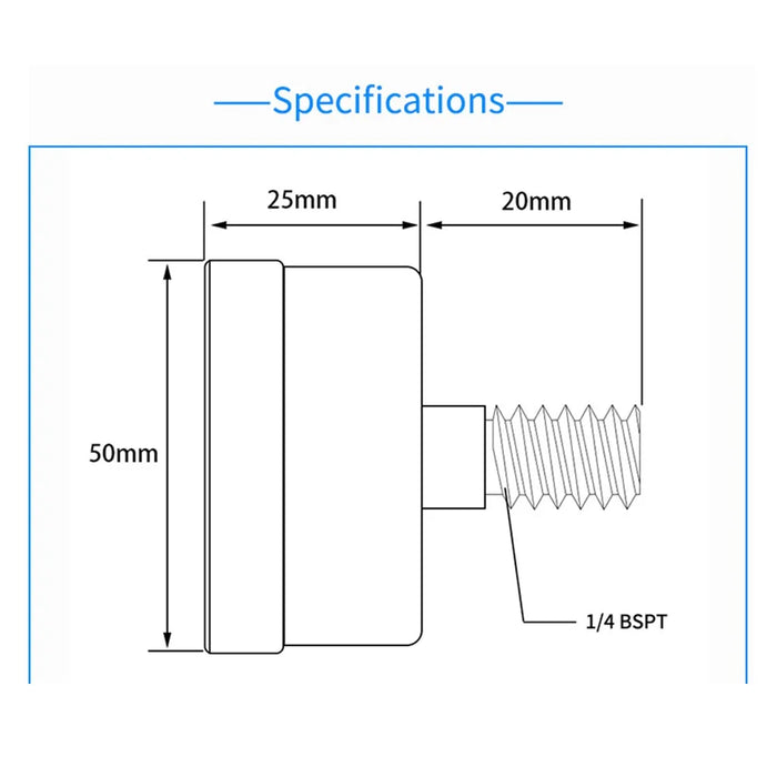 TS-Y50Z4 Series 50mm Axial Pressure Gauge High Precision Oil Filled Vacuum for HVAC Industrial - TS-Y50Z4-15psi - 6
