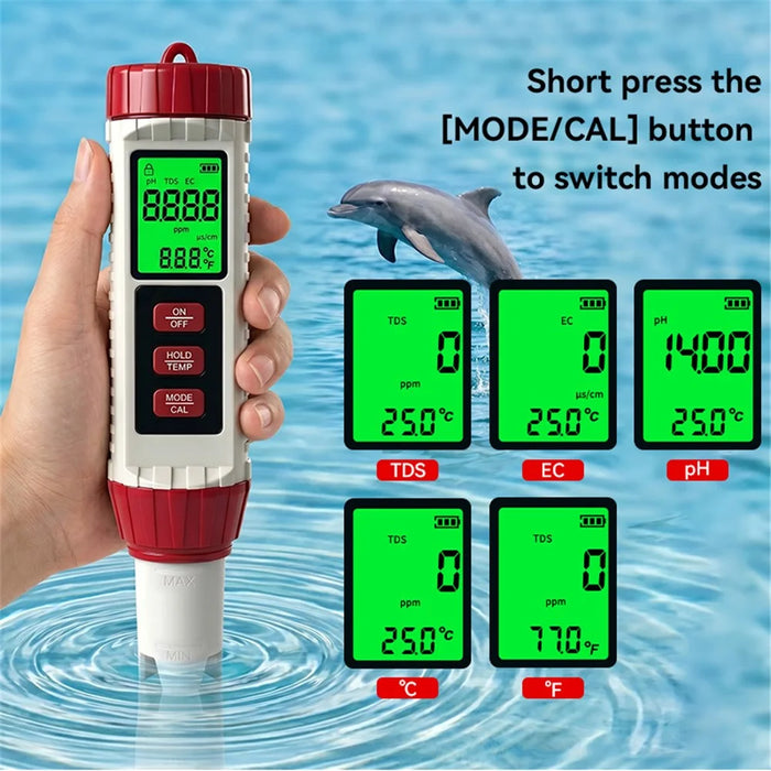 MF-X41 4 in 1 Water Quality Tester PH TDS EC Temperature Digital Meter for Pool Aquarium - 3
