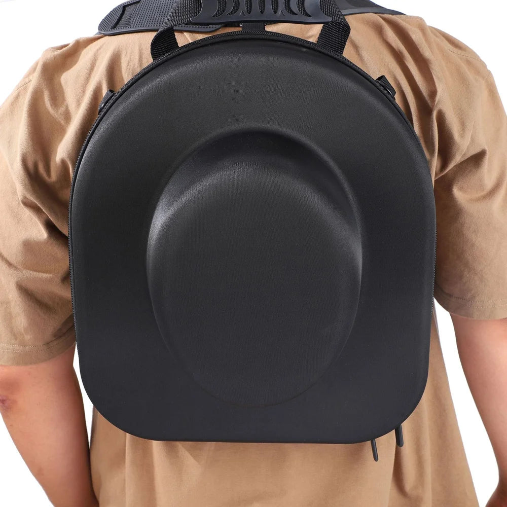 Travel Portable Hat Storage Case EVA Hard Shell Waterproof Cowboy Hat Organizer Backpack  - Black - 2