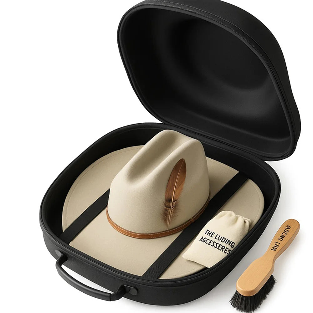 Travel Portable Hat Storage Case EVA Hard Shell Waterproof Cowboy Hat Organizer Backpack  - Black - 3