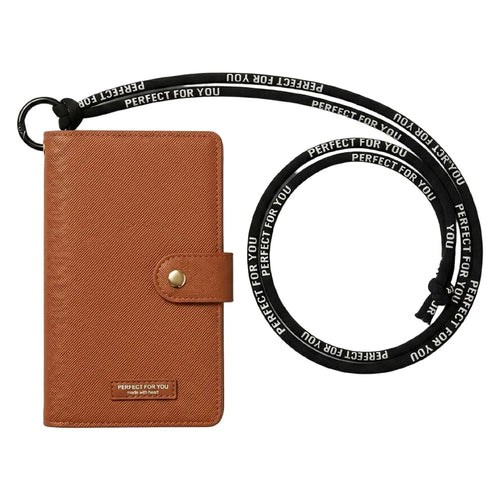 For AirTag Smart Tracker Travel Passport Holder Wallet with Neck Lanyard for Women - Brown - 1