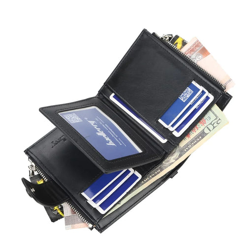 BAELLERRY D3215 Short Wallet PU Leather Card Holder Cash Storage Bag with Dual Zipper Pocket - Black - 2