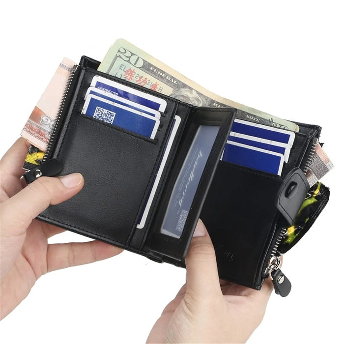BAELLERRY D3215 Short Wallet PU Leather Card Holder Cash Storage Bag with Dual Zipper Pocket - Black - 4