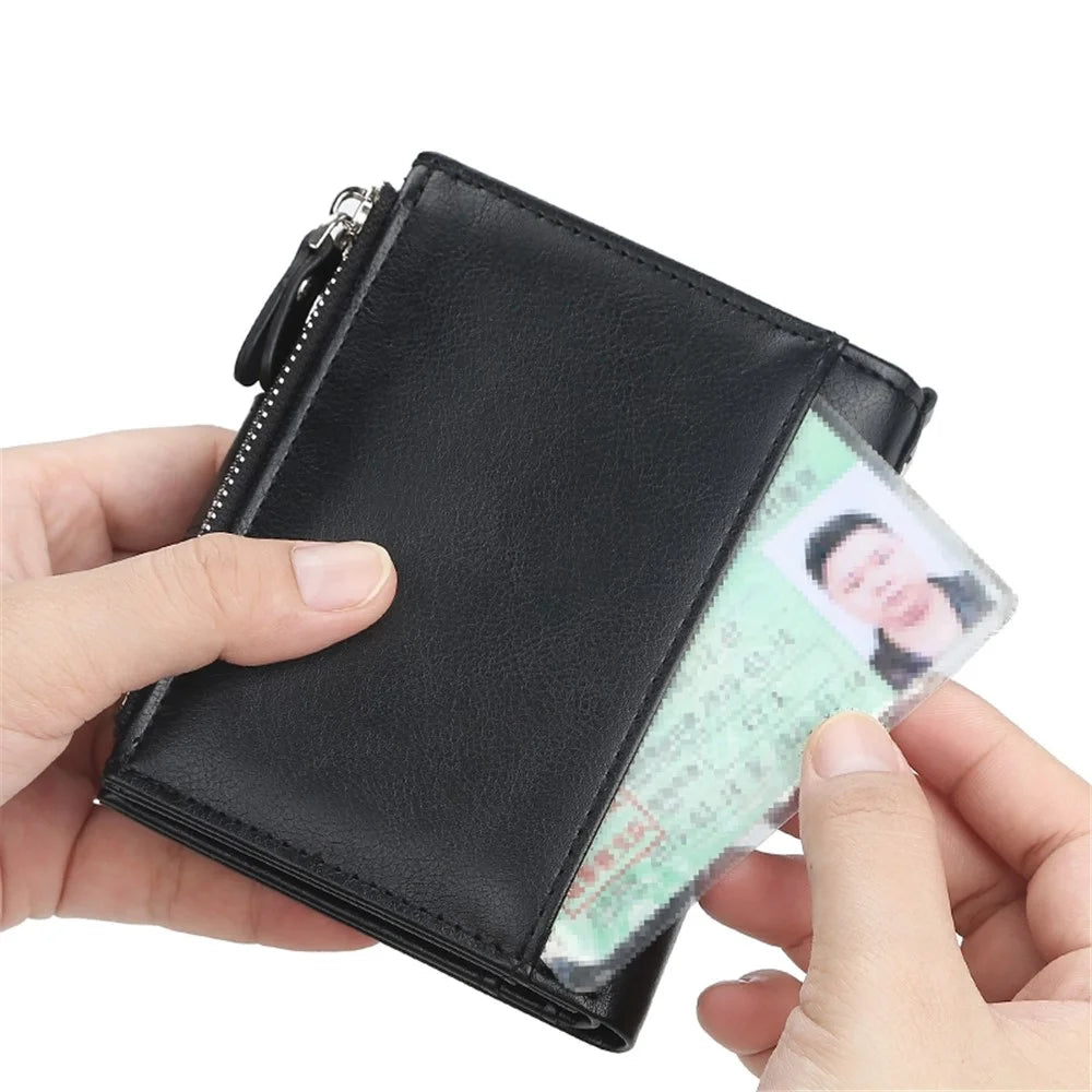 BAELLERRY D3215 Short Wallet PU Leather Card Holder Cash Storage Bag with Dual Zipper Pocket - Black - 5