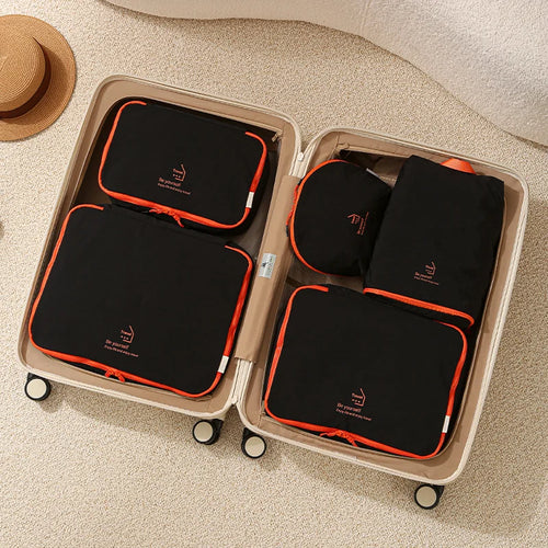 5Pcs/Set Compression Storage Bags Waterproof Packing Organizer Pouch for Travel - Black - 1