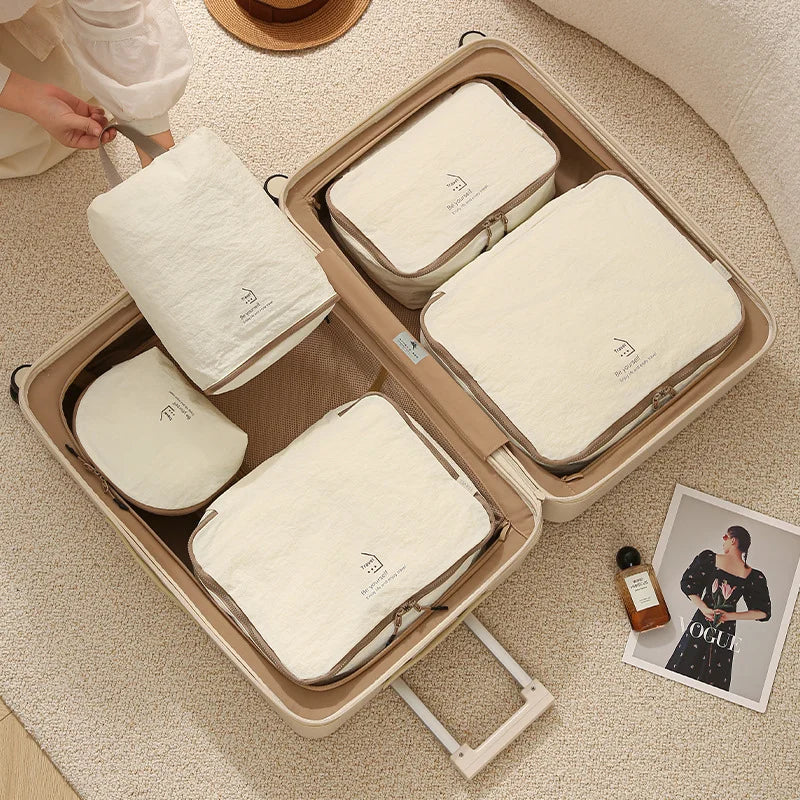 5Pcs/Set Compression Storage Bags Waterproof Packing Organizer Pouch for Travel - Black - 3