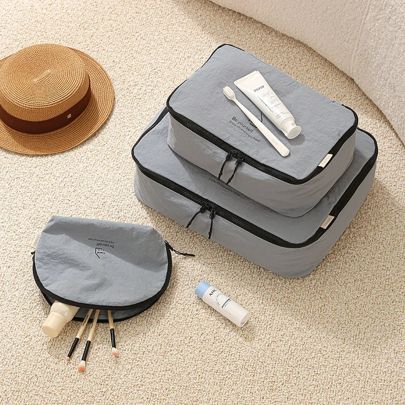 5Pcs/Set Compression Storage Bags Waterproof Packing Organizer Pouch for Travel - Black - 4