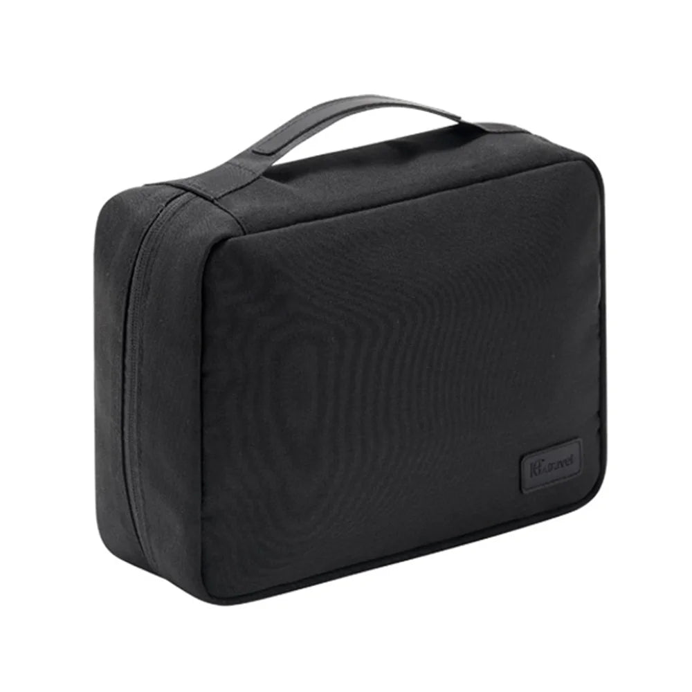 RPET Hanging Toiletry Bag Water-Resistant Travel Cosmetic Organizer with Metal Hook - Black - 1