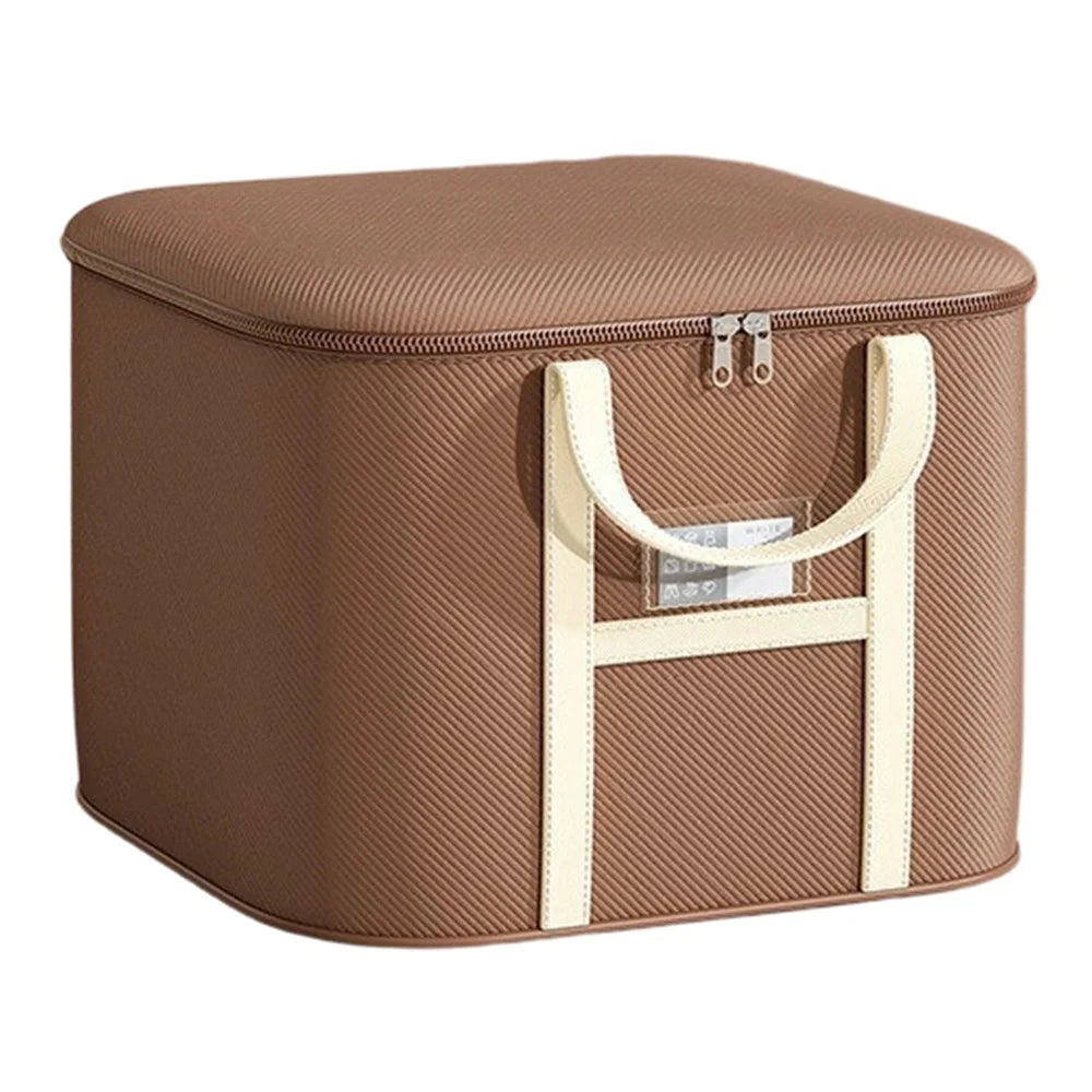 34x24x19cm Non-Woven Fabric Large Capacity Storage Bag with Handles for Clothes Bedding - Brown - 1